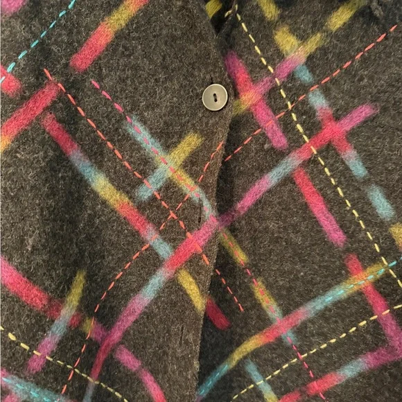 Talbots Jacket – 100% Wool Plaid Button Front – Charcoal Multicolor – Petites L - Picture 5 of 7